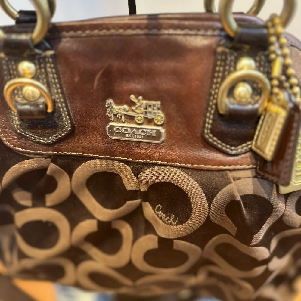 Coach Madison Sabrina Satchel in dark brown w/removable shoulder strap